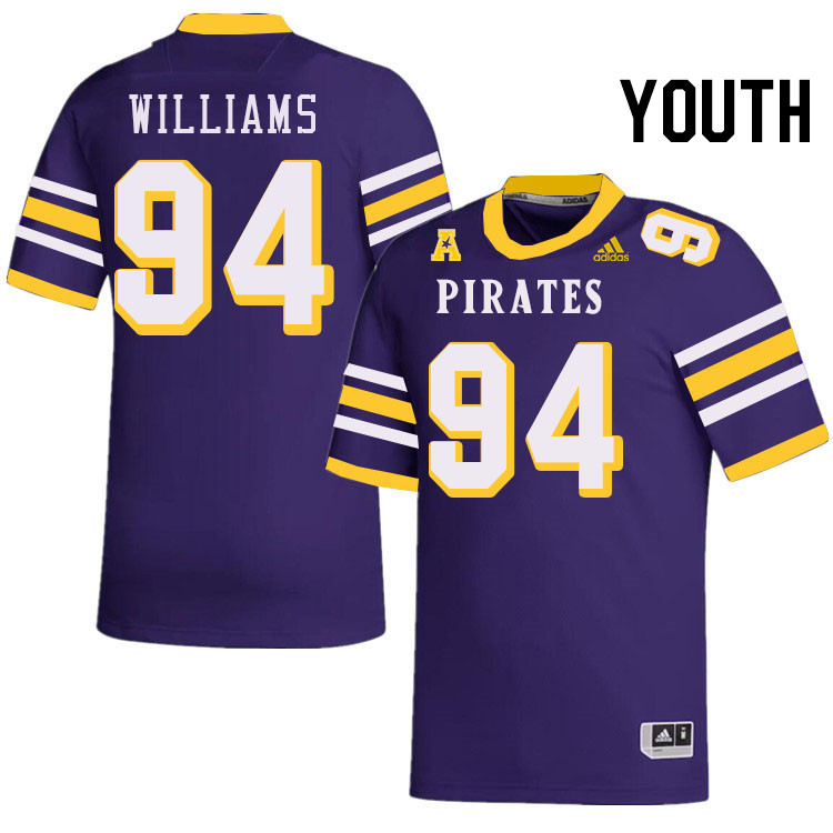 Youth #94 Javon Williams ECU Pirates College Football Jerseys Stitched-Throwback